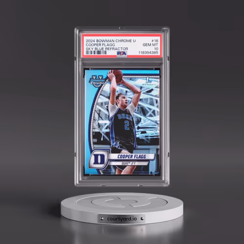 2024 Bowman Chrome University #16 Cooper Flagg - Sky Blue Refractor (PSA 10 GEM MINT)