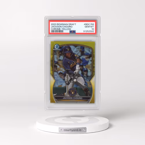 2023 Bowman Draft #BDC156 Jackson Chourio - Chrome-Yellow Refractor (PSA 10 GEM MINT)