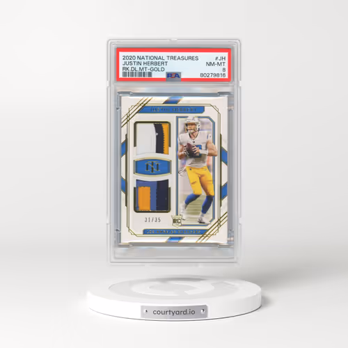 2020 Panini National Treasures Rookie Dual Materials #JH Justin Herbert - Gold (PSA 8 NM-MT)
