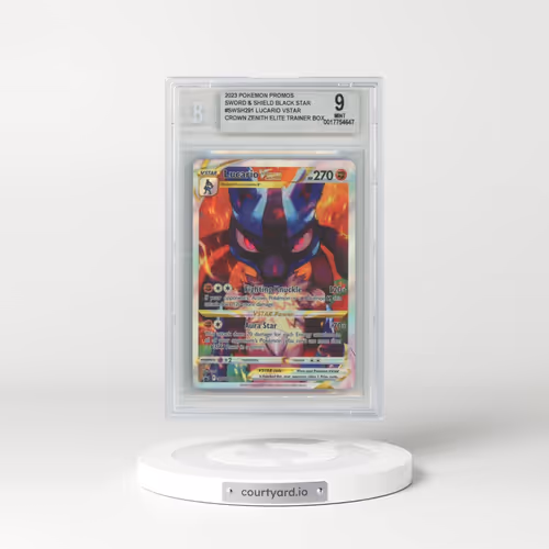 2017 Black Star Promos - Sword & Shield #291 Lucario VSTAR - Holo Crown Zenith Elite Trainer Box (BGS 9 MINT)