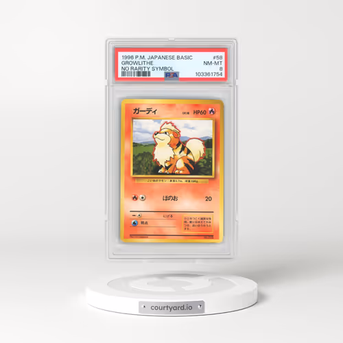 1996 Pokémon Basic #58 Growlithe - No Rarity Symbol (PSA 8 NM-MT)