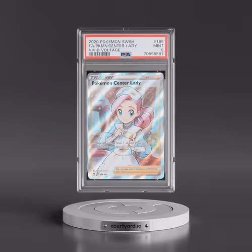 2020 Pokémon Sword & Shield Vivid Voltage #185 Pokemon Center Lady - Full Art (PSA 9 MINT)