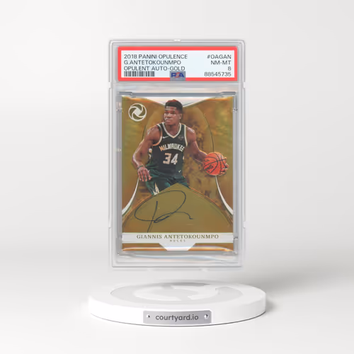 2018 Panini Opulence Opulent Autographs #OAGAN Giannis Antetokounmpo - Gold (PSA 8 NM-MT)