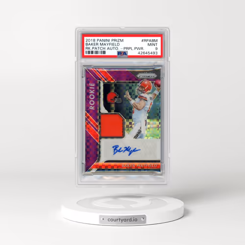2018 Panini Prizm Rookie Patch Autographs #RPABM Baker Mayfield - Purple Power (PSA 9 MINT)