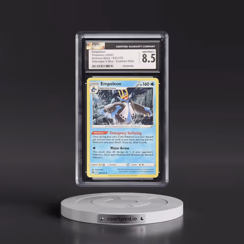2022 Pokémon Sword & Shield Brilliant Stars #037 Empoleon - Cosmos-Infernape V Box (CGC 8.5 NM-MT+)