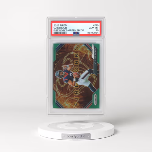 2023 Panini Prizm Fireworks #F10 CJ Stroud - Green Prizm (PSA 10 GEM MINT)