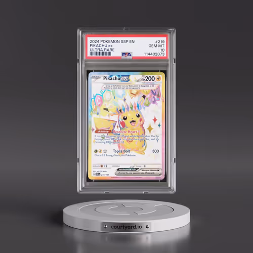2024 Pokémon Ssp EN-Surging Sparks #219 Pikachu EX - Holo Ultra Rare (PSA 10 GEM MINT)