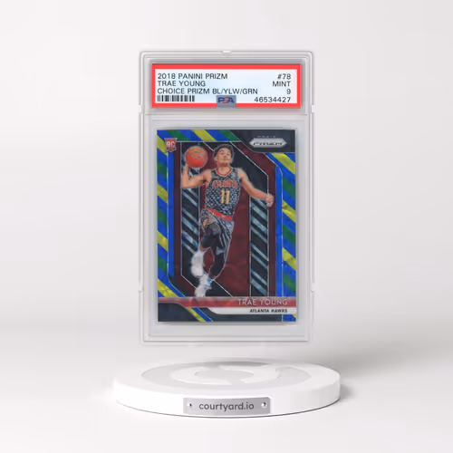 2018 Panini Prizm #78 Trae Young - Choice Prizm-Blue/Yellow/Green (PSA 9 MINT)