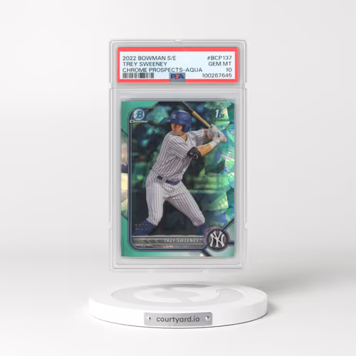 2022 Bowman Sapphire Edition Chrome Prospects #BCP137 Trey Sweeney - Aqua (PSA 10 GEM MINT)