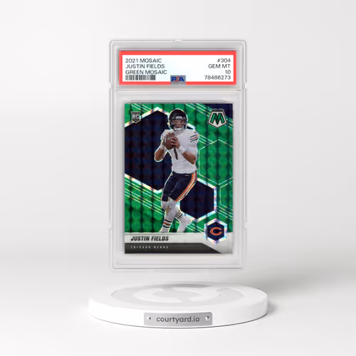 2021 Panini Mosaic #304 Justin Fields - Green Mosaic (PSA 10 GEM MINT)