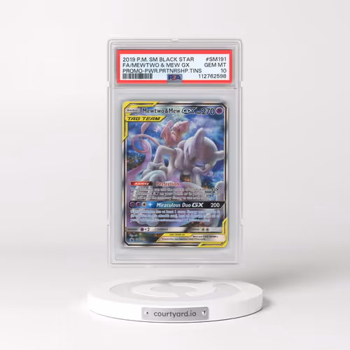 2019 Pokémon SM Black Star Promo #SM191 Mewtwo & Mew GX - Holo Full Art Power Partnership Tins (PSA