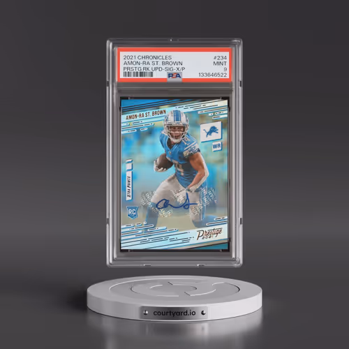 2021 Panini Chronicles Prestige Rookie Update #234 Amon-RA St. Brown - Signature-Xtra Points (PSA 9