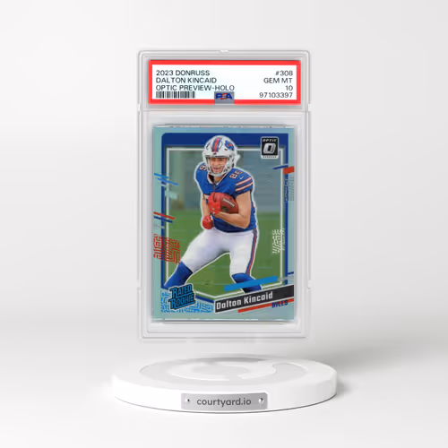 2023 Panini Donruss #308 Dalton Kincaid - Optic Preview-Holo (PSA 10 GEM MINT)