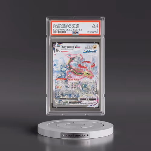 2021 Pokémon Sword & Shield Evolving Skies #218 Rayquaza Vmax - Full Art Secret (PSA 9 MINT)