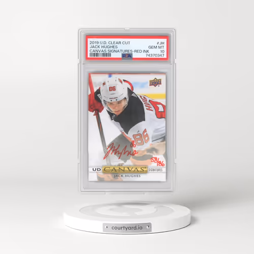 2019 Upper Deck Clear Cut Canvas Signatures #JH Jack Hughes - Red Ink (PSA 10 GEM MINT)