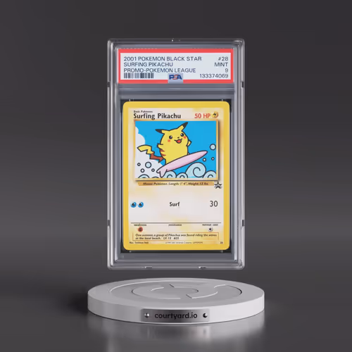2001 Pokémon Promo Black Star #28 Surfing Pikachu - Pokemon League (PSA 9 MINT)