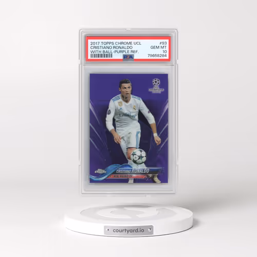 2017 Topps Chrome UEFA Champions League #93 Cristiano Ronaldo - With Ball-Purple Refractor (PSA 10 G