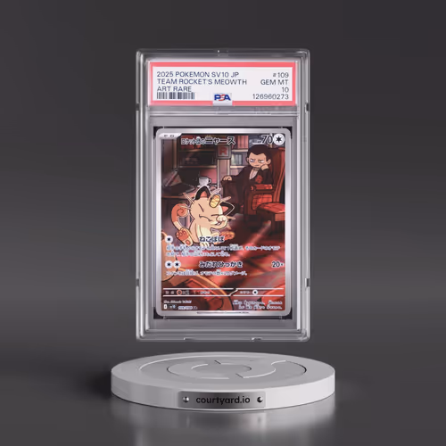 2025 Pokémon SV10-Glory of Team Rocket #109 Team Rocket's Meowth - Art Rare (PSA 10 GEM MINT)