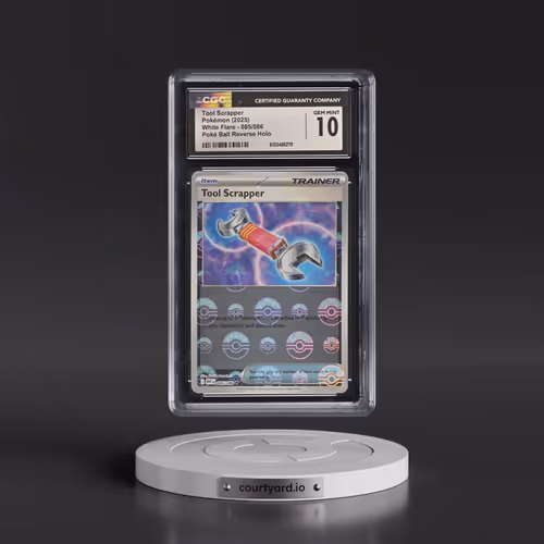 2025 White Flare - WHT EN #085/086 Tool Scrapper - Reverse Holo Poké Ball (CGC 10 GEM MINT)