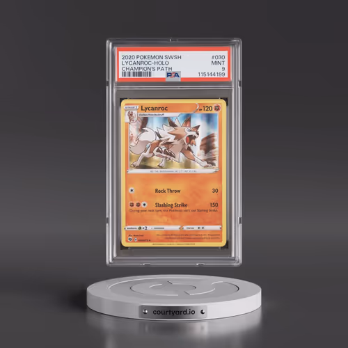 2020 Pokémon Sword & Shield Champion's Path #030 Lycanroc - Holo (PSA 9 MINT)