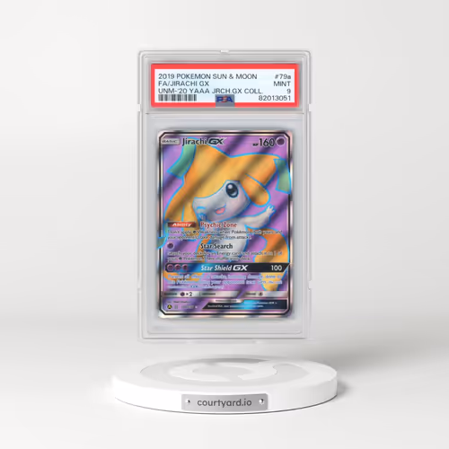 2019 Pokémon Sun & Moon Unified Minds #79a Jirachi GX - Holo Full Art 2020 Yellow A Alternate Art Jirachi GX Collection (PSA 9 MINT)