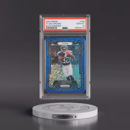2023 Panini Prizm #396 Tyjae Spears - Blue Shimmer (PSA 10 GEM MINT)