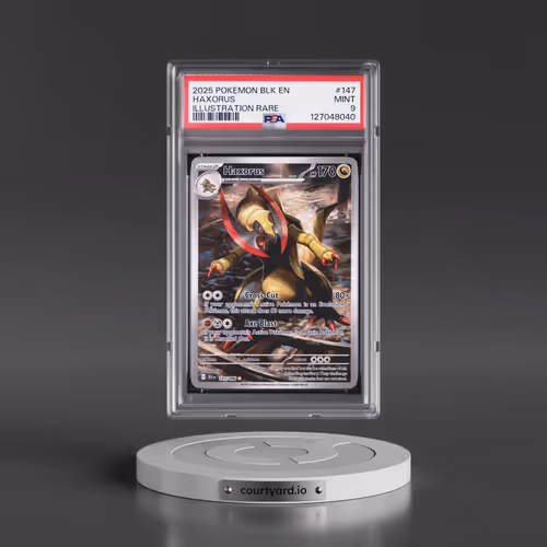 2025 Pokémon Blk EN-Black Bolt #147 Haxorus - Illustration Rare (PSA 9 MINT)