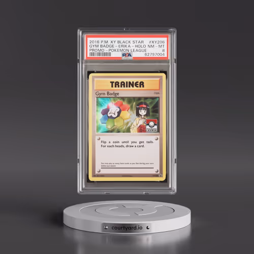 2016 Pokémon XY Black Star Promo #XY206 Gym Badge-Erika - Holo Pokemon League (PSA 8 NM-MT)