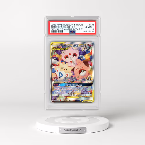 2019 Pokémon Sun & Moon Cosmic Eclipse #143a Togepi & Cleffa & Igglybuff GX - Holo 2020 Yellow A Alternate Art Small But Mighty Premium Collection (PSA 10 GEM MINT)