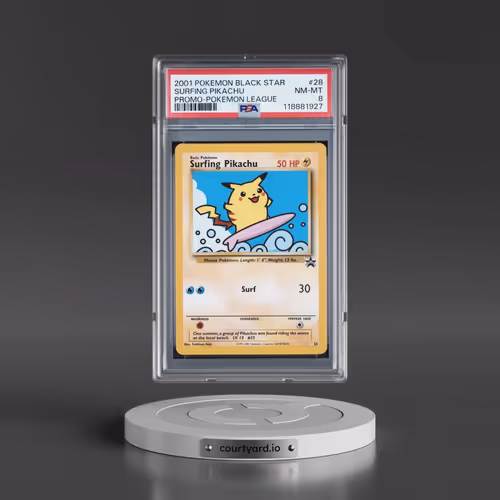 2001 Pokémon Promo Black Star #28 Surfing Pikachu - Pokemon League (PSA 8 NM-MT)