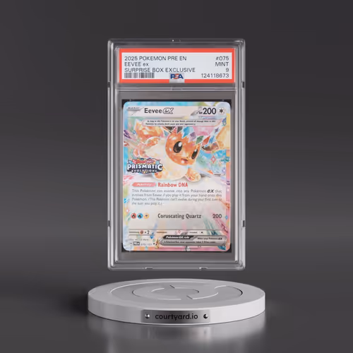 2025 Pokémon Pre EN-Prismatic Evolutions #075 Eevee EX - Holo Surprise Box Exclusive (PSA 9 MINT)