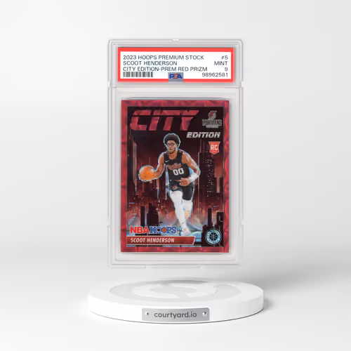 2023 Panini Hoops Premium Stock City Edition #5 Scoot Henderson - Premium Red Prizm (PSA 9 MINT)