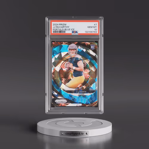 2024 Panini Prizm Portals #7 JJ McCarthy - Blue Ice (PSA 10 GEM MINT)