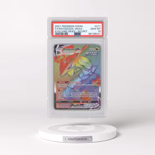 2021 Pokémon Sword & Shield Evolving Skies #217 Rayquaza Vmax - Full Art Secret (PSA 10 GEM MINT)