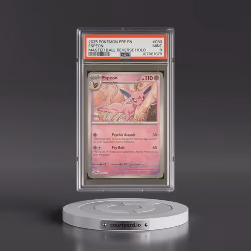 2025 Pokémon Pre EN-Prismatic Evolutions #033 Espeon - Reverse Holo Master Ball (PSA 9 MINT)