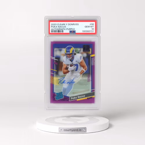 2023 Panini Clearly Donruss #96 Puka Nacua - Autograph-Purple (PSA 10 GEM MINT)