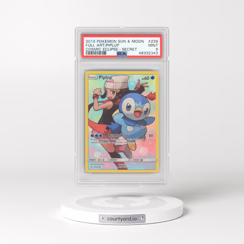 2019 Pokémon Sun & Moon Cosmic Eclipse #239 Piplup - Full Art Secret (PSA 9 MINT)