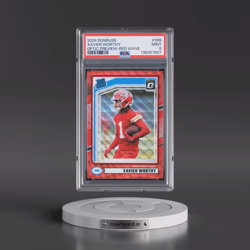 2024 Panini Donruss #398 Xavier Worthy - Optic Preview-Red Wave (PSA 9 MINT)