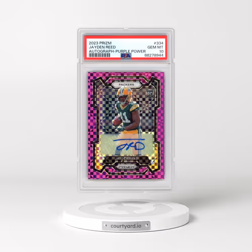 2023 Panini Prizm #334 Jayden Reed - Autograph-Purple Power (PSA 10 GEM MINT)