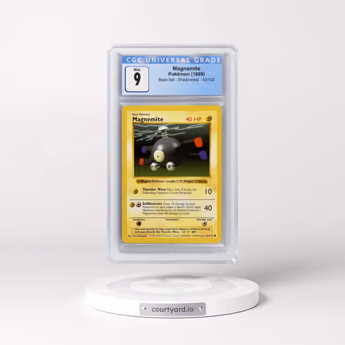 1999 Base Set #53/102 Magnemite - Shadowless Shadowless (CGC 9 MINT)