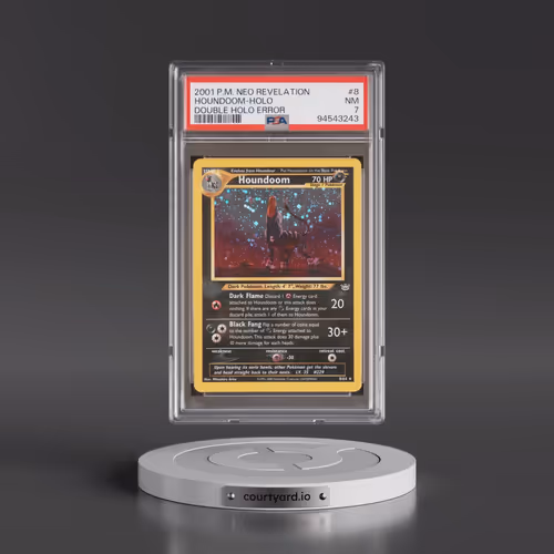 2001 Pokémon Neo Revelation #8 Houndoom - Double Holo Error (PSA 7 NM)