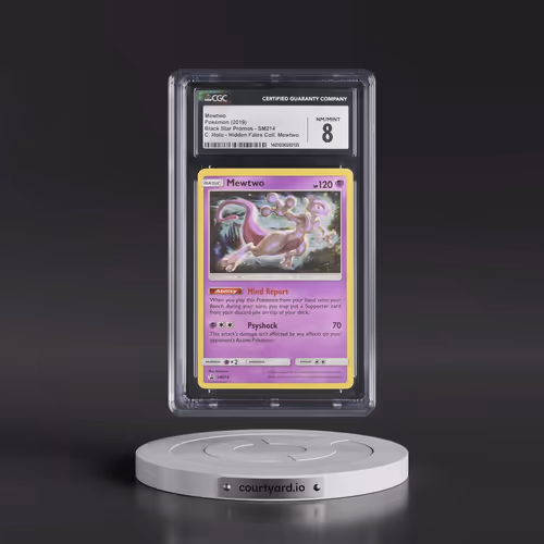2019 Pokémon SM Black Star Promo #SM214 Mewtwo - Holo Hidden Fates Pin Collection (CGC 8 NM-MT)