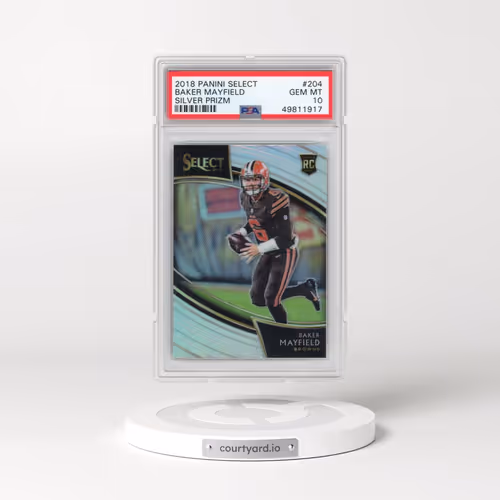 2018 Panini Select #204 Baker Mayfield - Silver Prizm (PSA 10 GEM MINT)