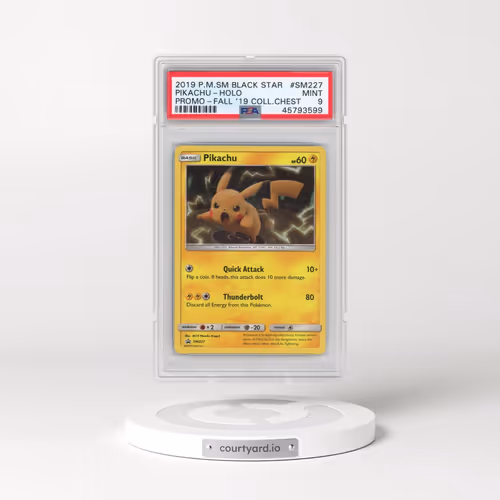 2019 Pokémon SM Black Star Promo #SM227 Pikachu - Holo Fall 2019 Collector Chest (PSA 9 MINT)