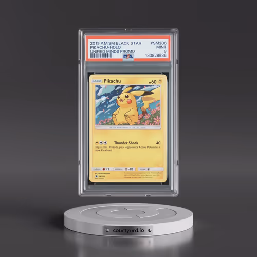 2019 Pokémon SM Black Star Promo #SM206 Pikachu - Holo Unified Minds Single Pack Blisters (PSA 9 MIN