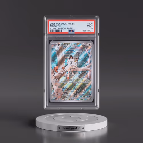 2025 Pokémon Pfl EN-Phantasmal Flames #106 Meowth - Illustration Rare (PSA 9 MINT)