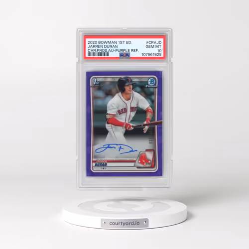 2020 Bowman 1st Edition Chrome Prospect Autograph #CPAJD Jarren Duran - Purple Refractor (PSA 10 GEM