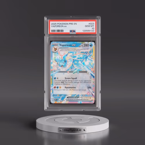 2025 Pokémon Pre EN-Prismatic Evolutions #023 Vaporeon EX - Holo (PSA 10 GEM MINT)
