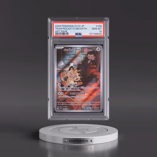 2025 Pokémon SV10-Glory of Team Rocket #109 Team Rocket's Meowth - Art Rare (PSA 10 GEM MINT)