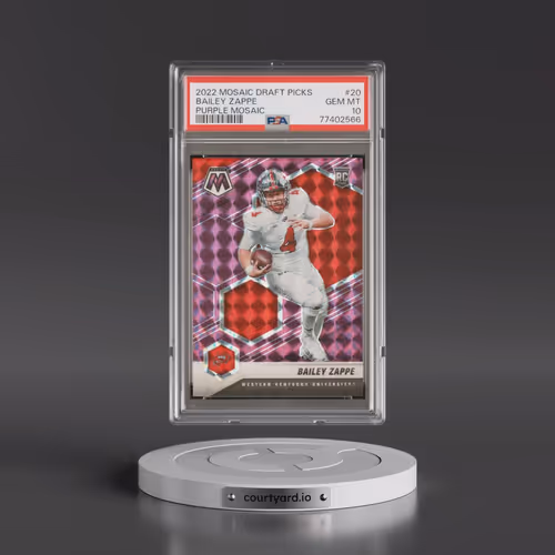2022 Panini Mosaic Draft Picks #20 Bailey Zappe - Purple Mosaic (PSA 10 GEM MINT)